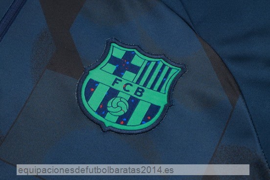 Nuevo Conjunto Completo Sudadera Entrenamiento Barcelona 23/24 Azul Marino Verde Baratas